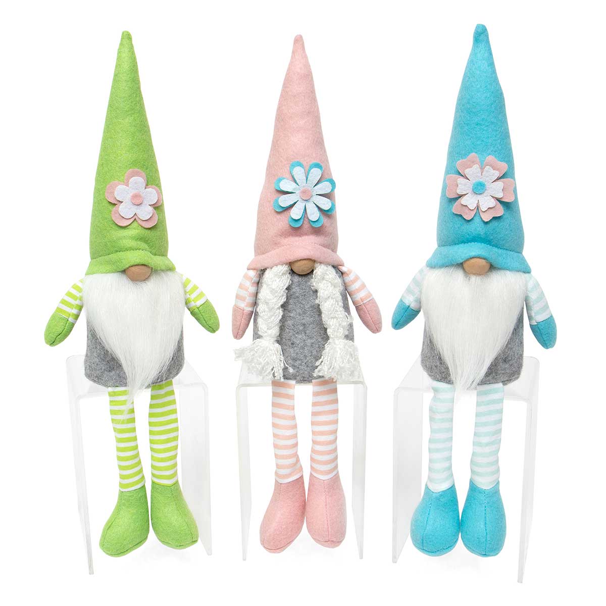 b70 GNOME FLOWER WITH LEGS GREEN 4IN X 3IN X 15IN